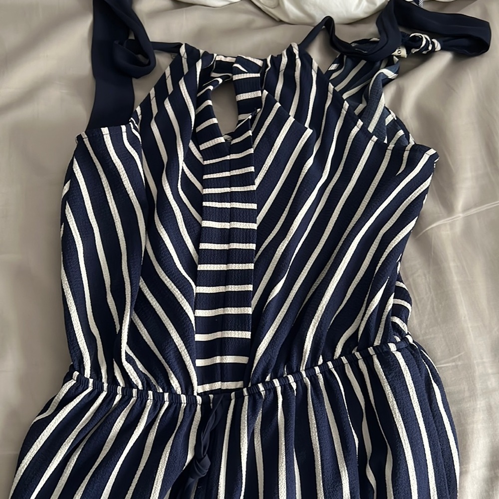 Long jumpsuit navy white stripe M
